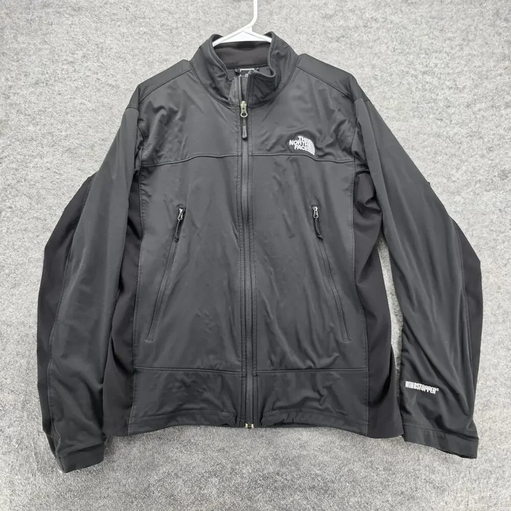The North Face Jacket Mens Medium Black Windstopper Softshell Full Zip Pockets